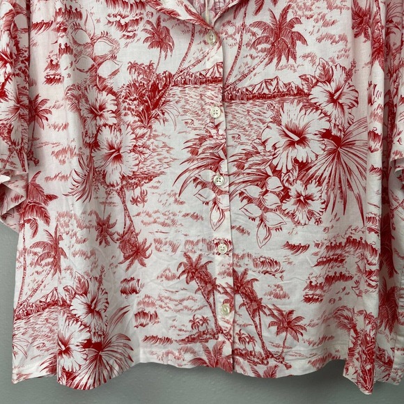 THE GREAT Red and White Palm Women's Top - Picture 3 of 11